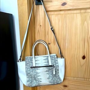 Charles Jordan Leather White and Gray Women's Handbag
